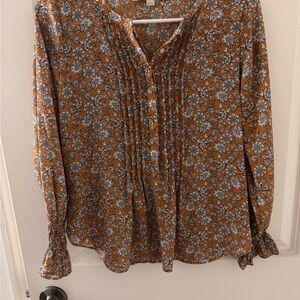 Floral Print Women's Top - Orange and Gray